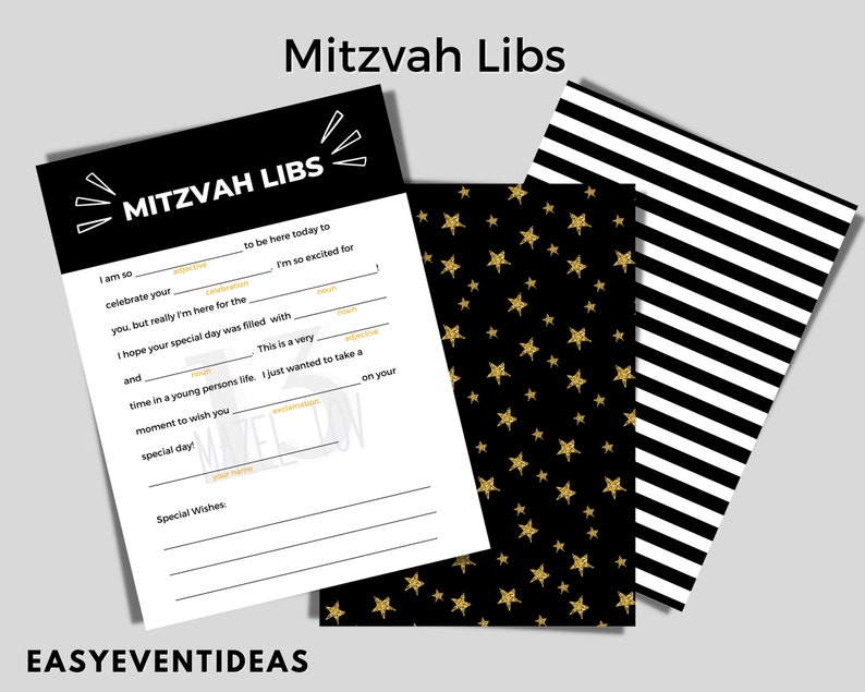 Mitzvah Mad Libs | Mitzvah Libs | Bat Mitzvah Libs | Bar Mitzvah Libs ...