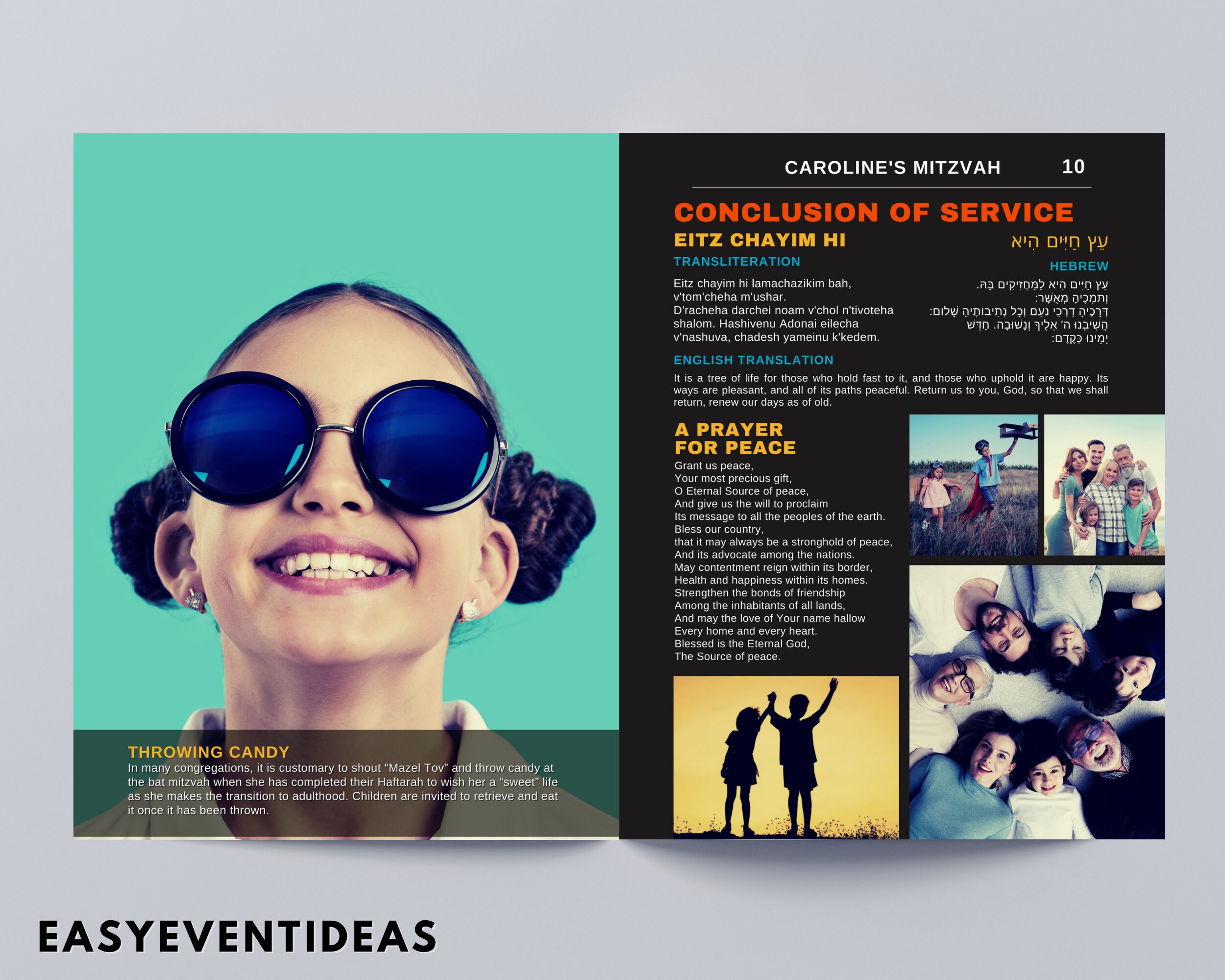 Magazine Style Mitzvah Program Prayer Booklet, Bat Mitzvah Program, Bar