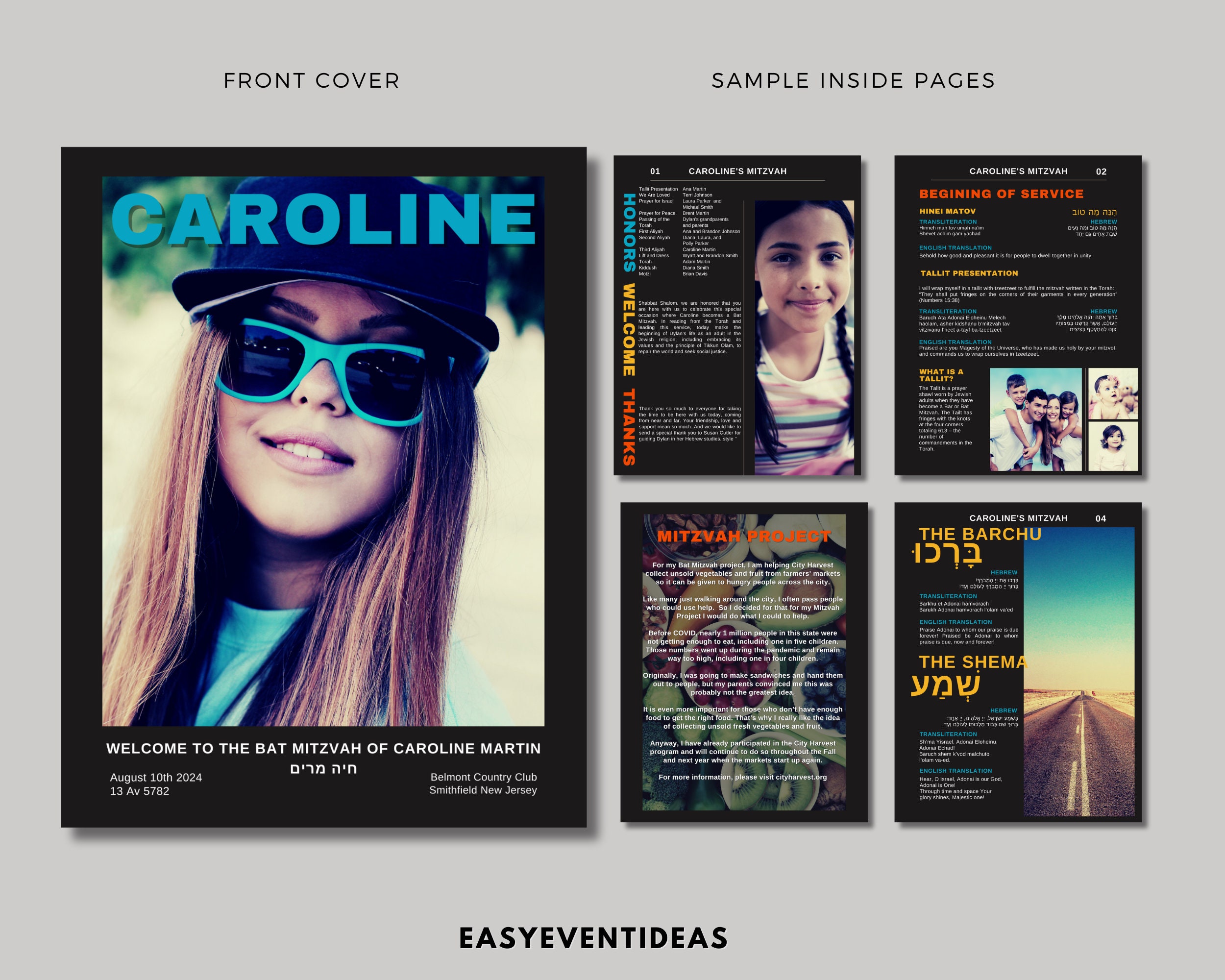 Magazine Style Mitzvah Program Prayer Booklet, Bat Mitzvah Program, Bar