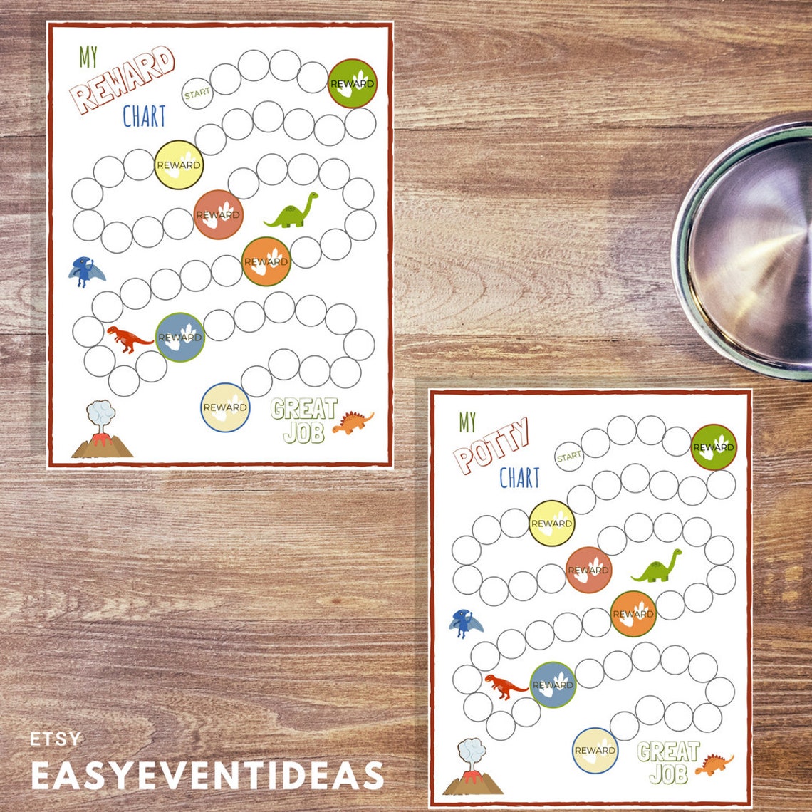 Printable Dinosaur Sticker Potty Chart Sticker Reward Chart Printable ...