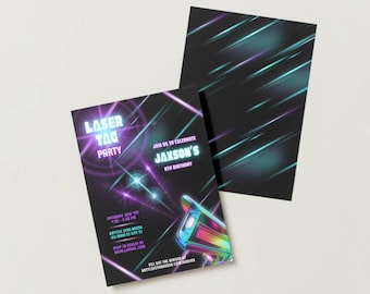 Laser Tag Invitation Laser Tag Party Laser Tag Birthday Party Invitation Boy Birthday Editable Canva Template Printable (Digital Download)