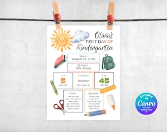 Editable Back to School Sign First Day of School Sign Last Day Printable Reusable Personalized Signs Template Instant Digital Download