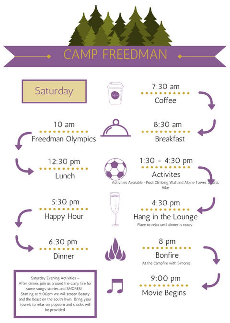 Family Reunion Weekend Timeline Customizable Printable PDF Etsy
