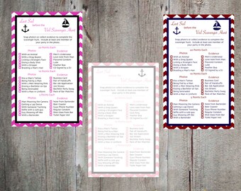 Last Sail before the Veil Bachelorette Scavenger Hunt Printable's 3 Color Choices