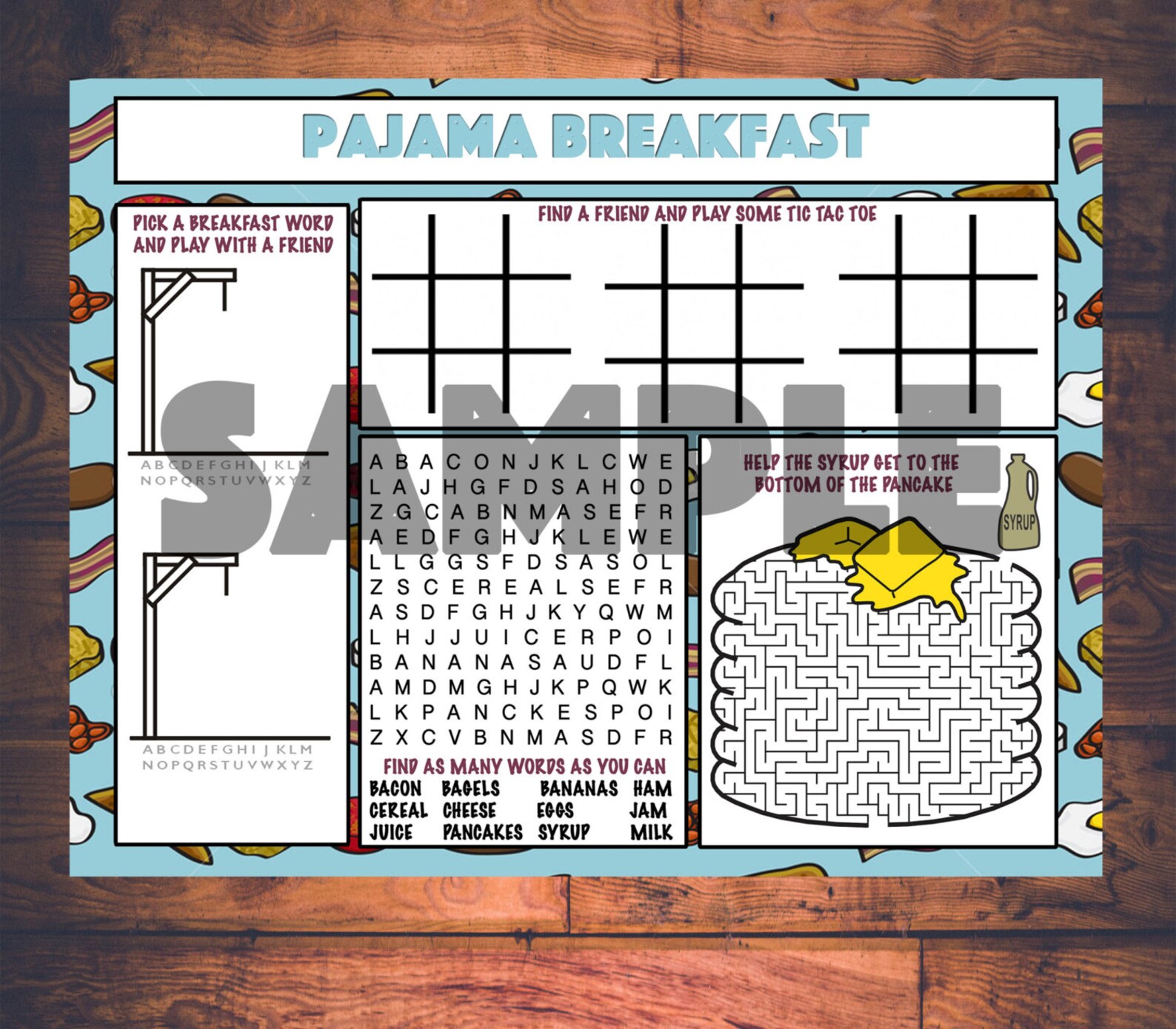 Personalized Activity Placemats Download and Print at Home Customized