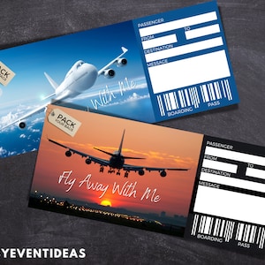 Druckbares Flugticket | Bearbeitbare Urlaubsflugtickets | Gefälschte Weihnachtskarte | Souvenir Flugzeug Andenken | Herunterladen
