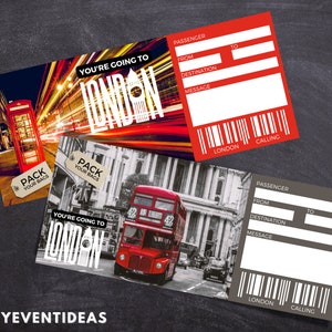 Ausdruckbares London Ticket | Bearbeitbare Holiday London Tickets | Fake Surprise London Urlaubskarte | Souvenir London Andenken | Herunterladen