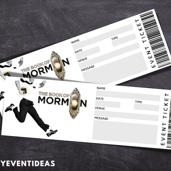 Printable Book of Mormon Ticket | Editable Book of Mormon Tickets | Musical Fake Surprise Ticket | Souvenir Keep Sake | Instant Download