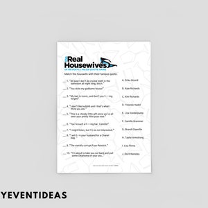 The Real Housewives Quotes Beverly Hills Game | Housewives RHBH Quotes Quiz | Shower Game | Bachelorette Party | Real Housewives Printable