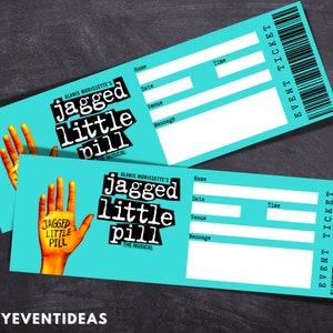 Printable Jaggid Little Pill Ticket | Editable Tickets | Musical Fake Surprise Ticket | Souvenir Keep Sake | Instant Download