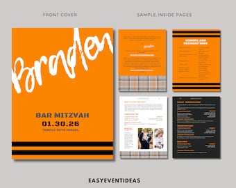 Custom Graffiti Plaid Mitzvah Program Prayer Booklet (Digital Printable)