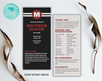 Editable Bar/Bat Mitzvah Program Template (Digital)