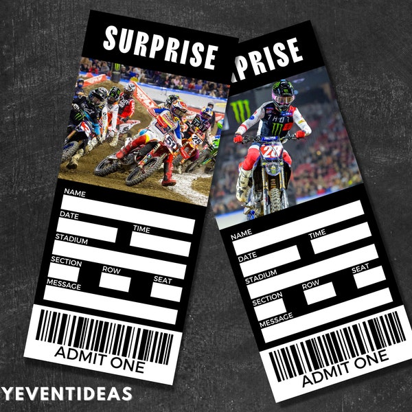 Printable Gift Motocross Tickets, Editable Motocross Tickets, Fake Surprise Motocross Ticket, Motocross Souvenir Keepsake, Instant Download