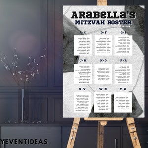 Sports Mitzvah Seating Chart, Sport Themed Mitzvah Seating Chart, Seating Chart Digital, Printed Seating Chart