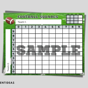 Printable Super Bowl Squares Game | Football Squares Game | Super Bowl Printable |  NFL Football Party | Four Different Versions