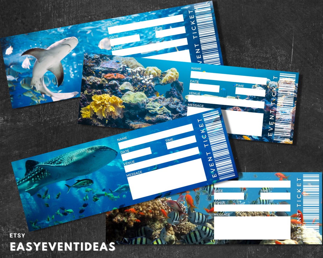 Printable Aquarium Ticket, Editable Aquarium Gift Tickets, Fake