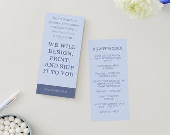 Personalized Mitzvah Program, Printable Rack Card (JPG, PDF, or Printed and Shipped)