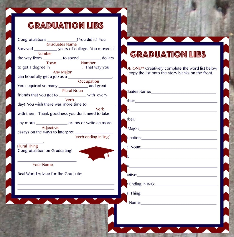 College Graduation Libs Instant Download Printable 5 Color Etsy