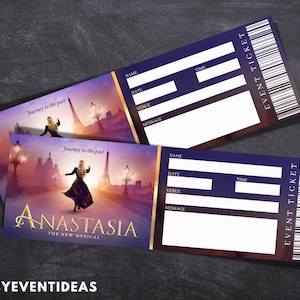 Printable Anastasia Musical Ticket | Editable Anastasia Tickets | Musical Fake Surprise Ticket | Souvenir Keep Sake | Instant Download