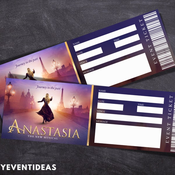 Printable Anastasia Musical Ticket | Editable Anastasia Tickets | Musical Fake Surprise Ticket | Souvenir Keep Sake | Instant Download