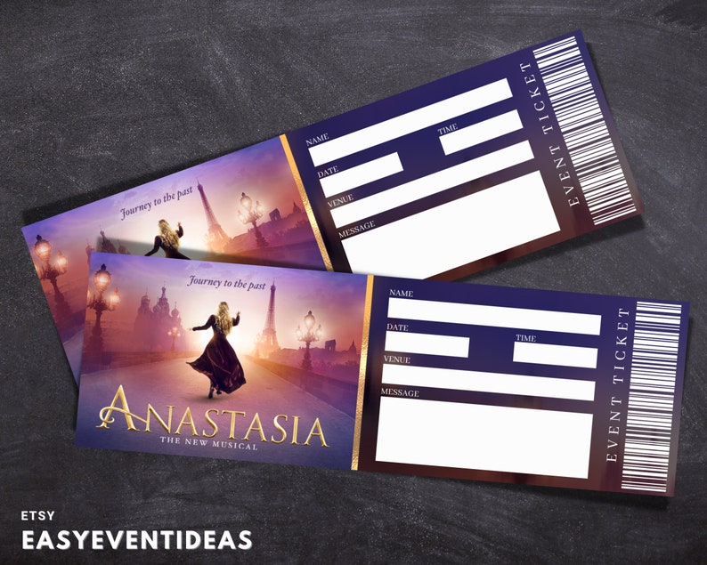Printable Anastasia Musical Ticket Editable Anastasia Etsy Australia