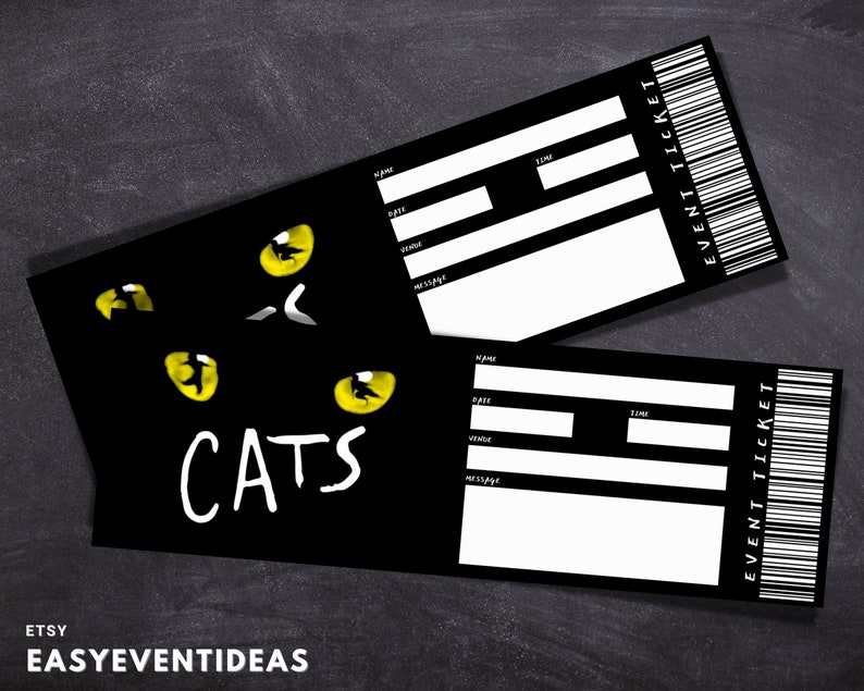 Printable Cats the Musical Ticket Editable Cats Tickets Musical Fake