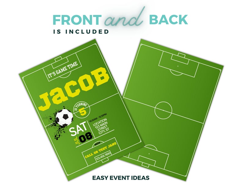 Editable Soccer Birthday Invitation, Soccer Invitation, Football