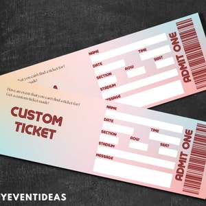 Ausdruckbares event ticket | Bearbeitbare individuelle Event tickets | Musikalische Überraschungskarte |  Souvenir Keep Sake