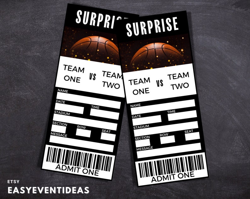 Printable Gift Basketball Tickets Editable Basketball Tickets Fake ...