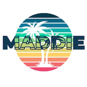 Rainbow Tropical Mitzvah Logo, Rainbow Logo, Surf Logo, Bat Mitzvah Logo, Bar Mitzvah Logo, Initial Logo, Name Logo