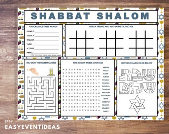 Shabbat Kids Aktivität druckbare Tischset Sofort Download