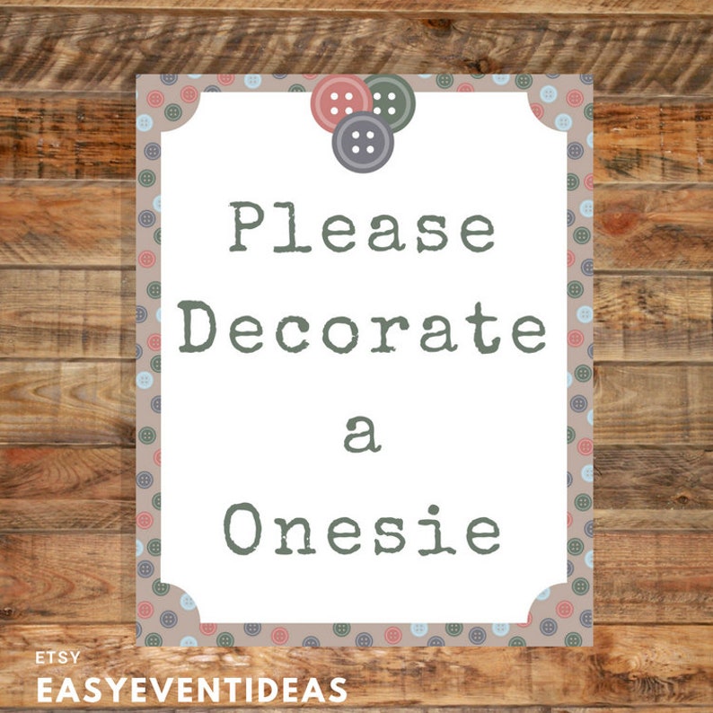 Cute As A Button Please Decorate A Onesie Sign Baby Shower Etsy