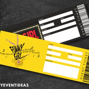Druckbare Lustiges Mädchen Ticket Bearbeitbares Ticket Musical Fake Surprise Ticket Lustiges Mädchen Musical Souvenir Broadway Instant Download DIY