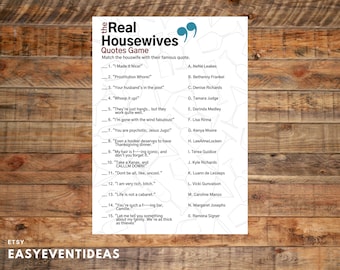 The Real Housewives Quotes Game | Housewives Quotes Quiz | Bridal Shower Game | Bachelorette Party | Hens Party | Real Housewives Printable