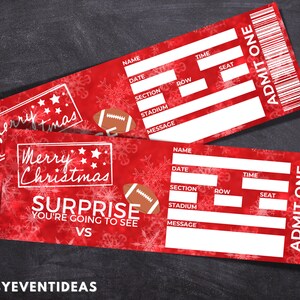 Druckbare Weihnachtsgeschenk Fußball Tickets | Bearbeitbare Fußball Tickets | Weihnachts Fake Überraschungskarte | Souvenir Andenken | Herunterladen