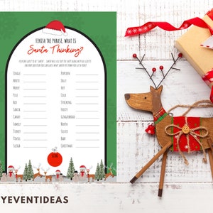 What is Santa Thinking Game Printable Download | Christmas Printable Download | Christmas Party Game | Winter Party Game