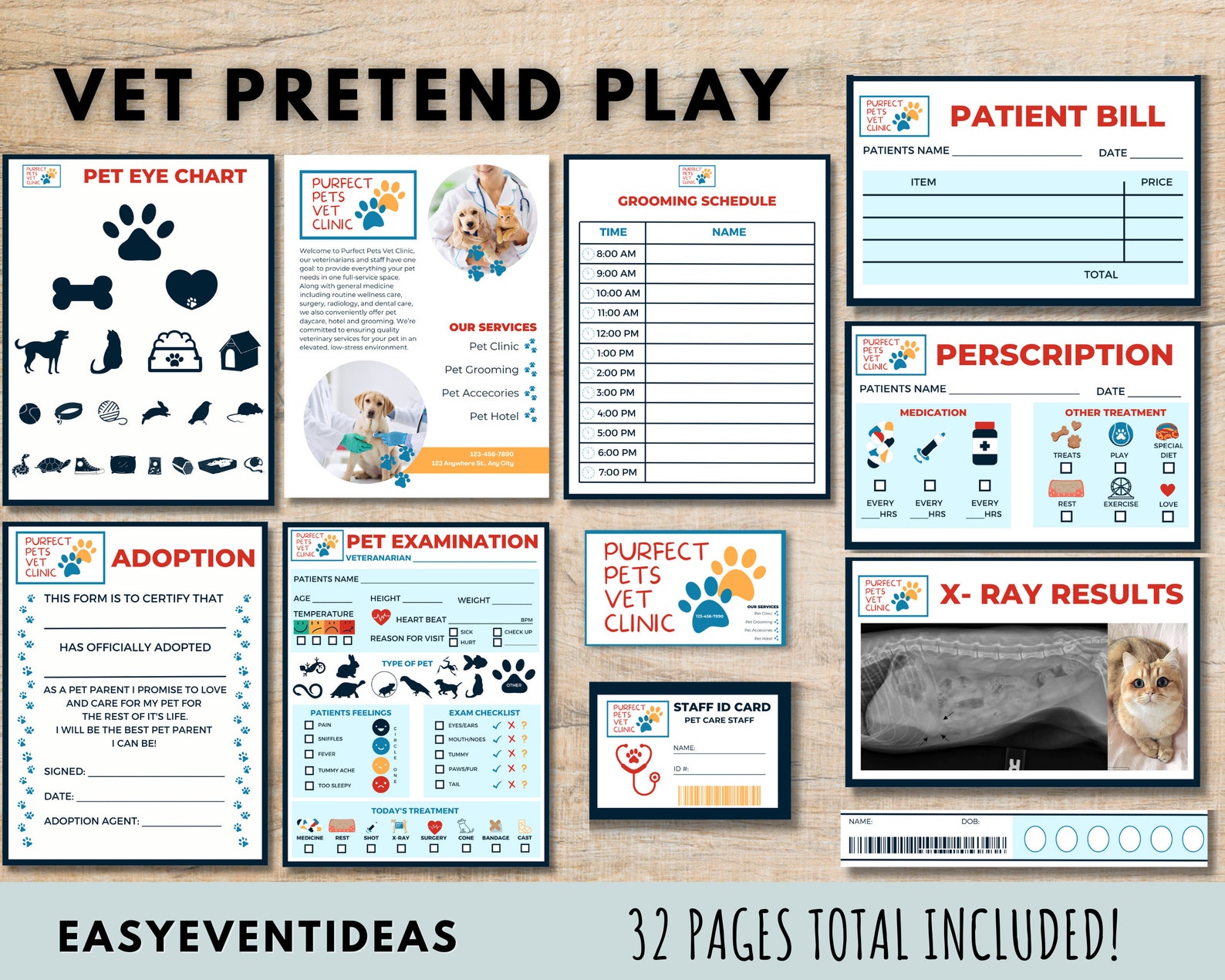 Vet Pretend Play Printable, Printable Veterinary Set, Vet Dramatic Play