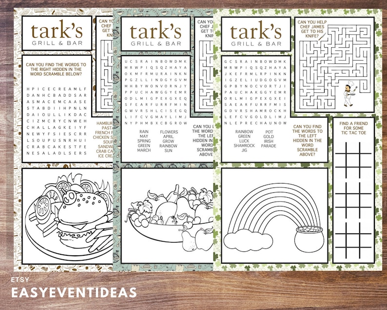 Personalized Activity Placemats Download and Print at Home Customized