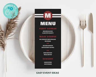 Mitzvah Menu Card, Editable Template (Digital Download)