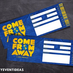 Druckbar Come From Away Ticket | Bearbeitbar Come From Away Tickets | Musikalische Fake Überraschungskarte | Souvenir Keep Sake | Sofort Download