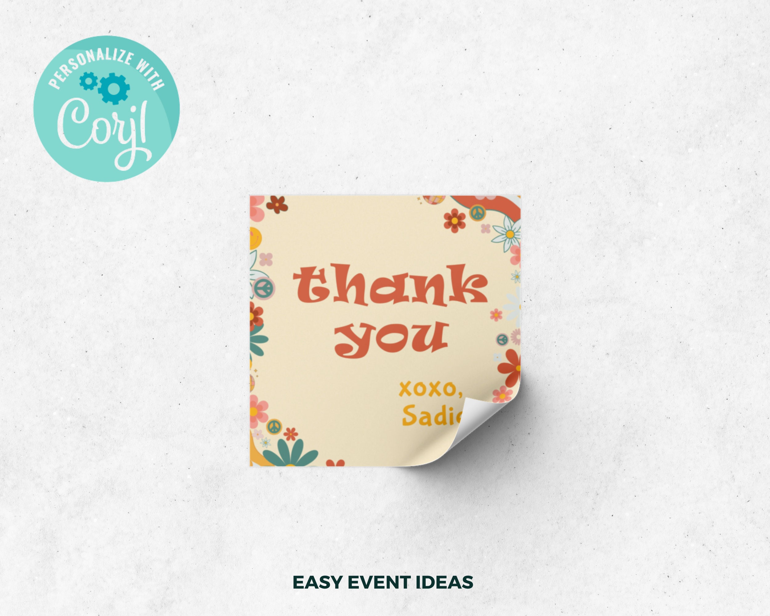 Retro Birthday Gift Tag, Groovy Birthday Gift Tag, Party Hippie 70s ...