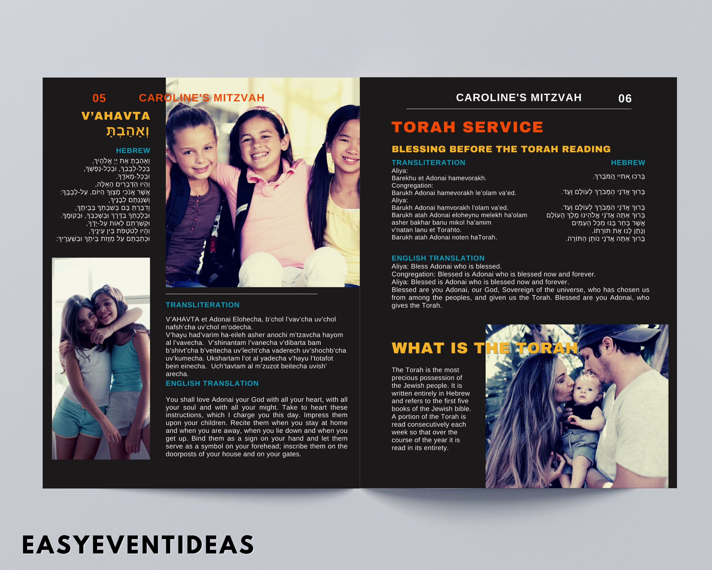 Magazine Style Mitzvah Program Prayer Booklet, Bat Mitzvah Program, Bar