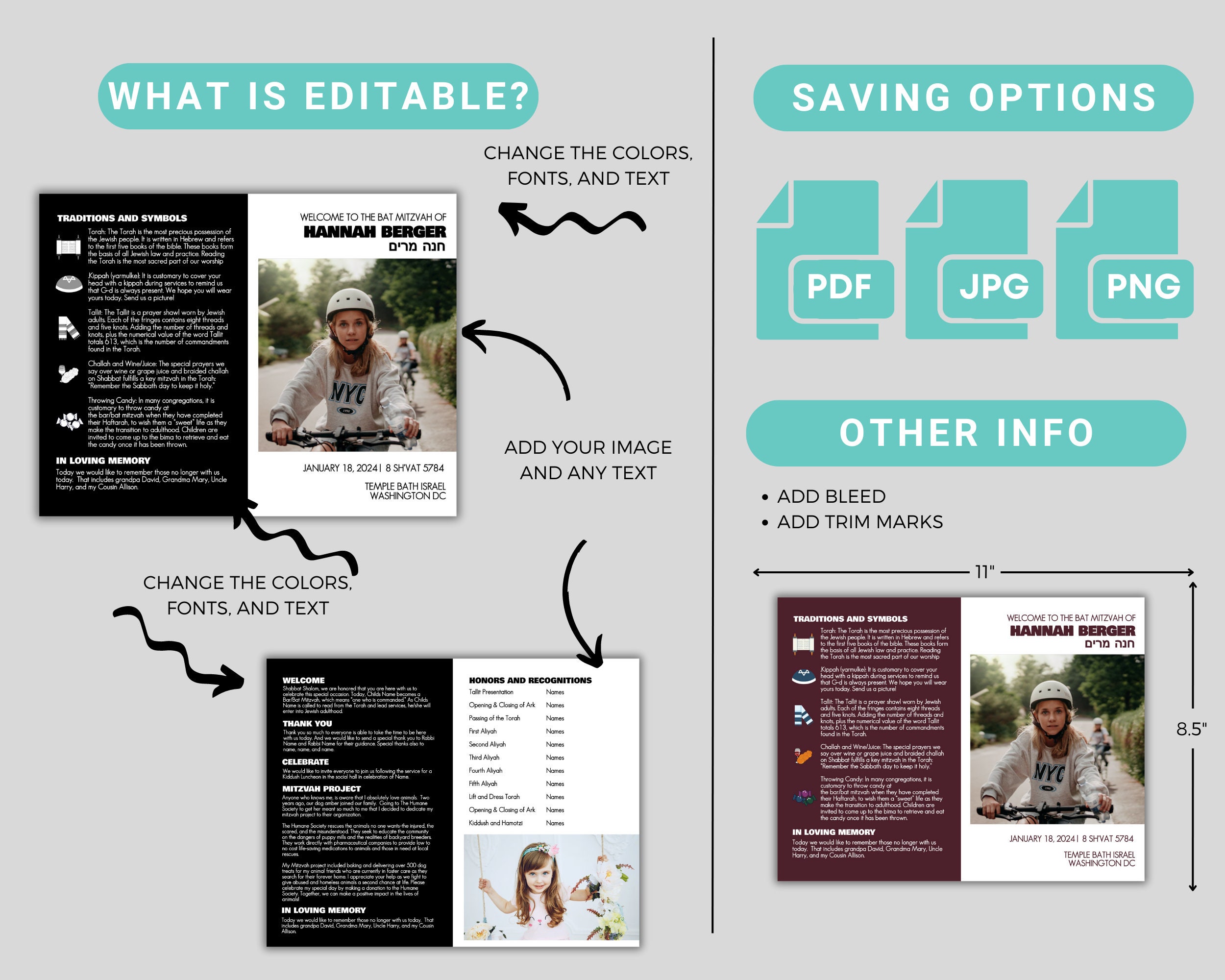 Mitzvah Program Template Bat Mitzvah Program Bar Mitzvah Program DIY Mitzvah Program Template Bat Mitzvah Program Bar Mitzvah Program DIY