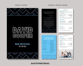 Personalized Mitzvah Program Booklet, Geometric Design (Digital Printable)