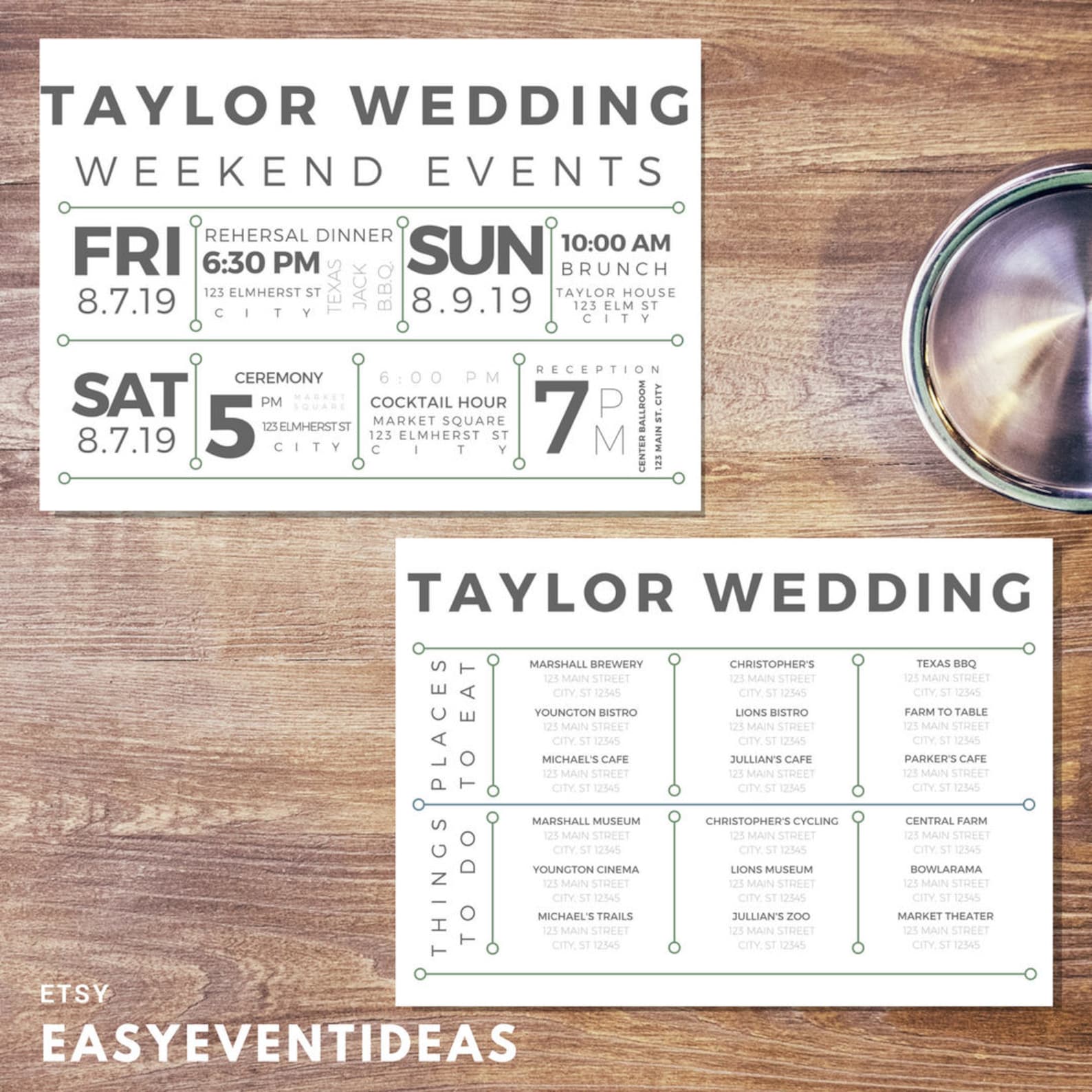 Wedding Weekend Timeline Customizable Printable 5x7 - Etsy