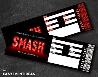 Smash Musical Ticket, Editable Souvenir Broadway Gift (DIY PDF)
