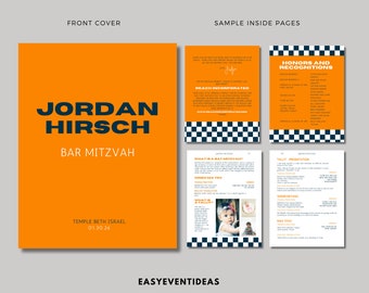 Personalized Checkered Mitzvah Program Booklet (Digital PDF)