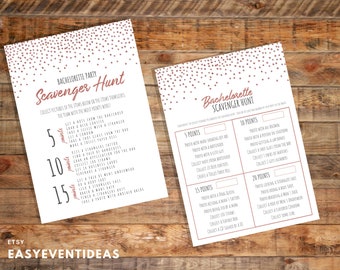 Sparkle Bachelorette Party Scavenger Hunt Printable's Rose Gold