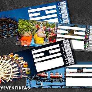 Printable Amusement Park Ticket, Editable Fair Gift Tickets, Fake Amusement Park Surprise Ticket, Carnival Souvenir, Instant Download