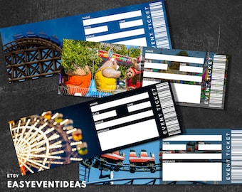 Printable Amusement Park Ticket, Editable Fair Gift Tickets, Fake Amusement Park Surprise Ticket, Carnival Souvenir, Instant Download